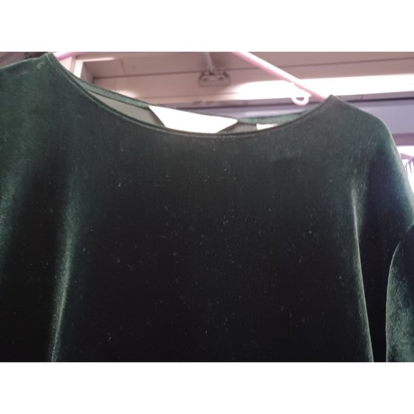 Vintage Bechamel Petites Women's Top Petite Medium Dark Green - Picture 2 of 3